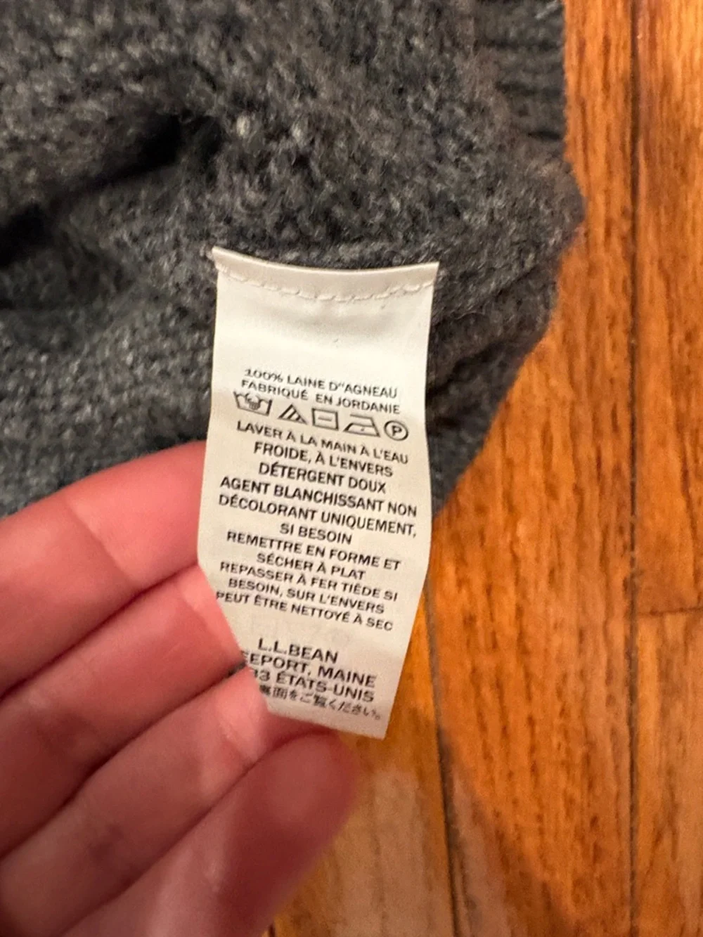 L.L. Bean Men's Gray Ribbed Button-Neck wool Crewneck Sweater